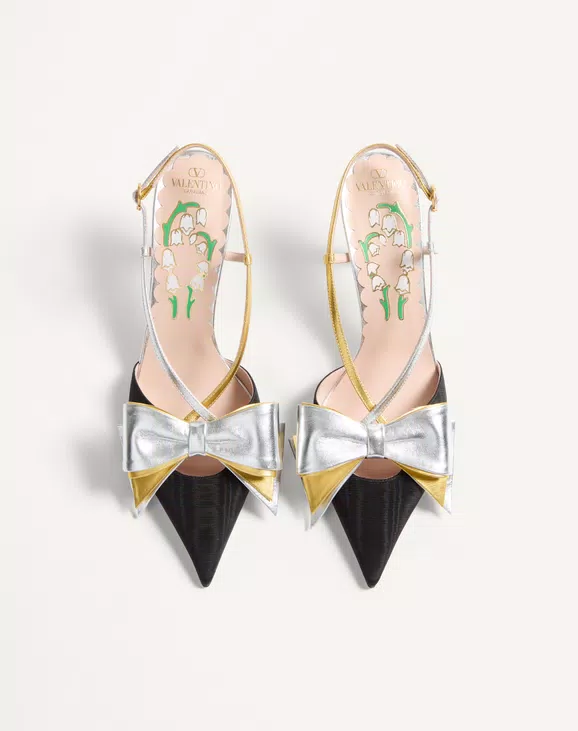 Valentino Bowow Slingback Pumps In Moirè Fabric 85Mm - Image 5